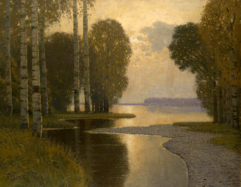 landscape with birch trees